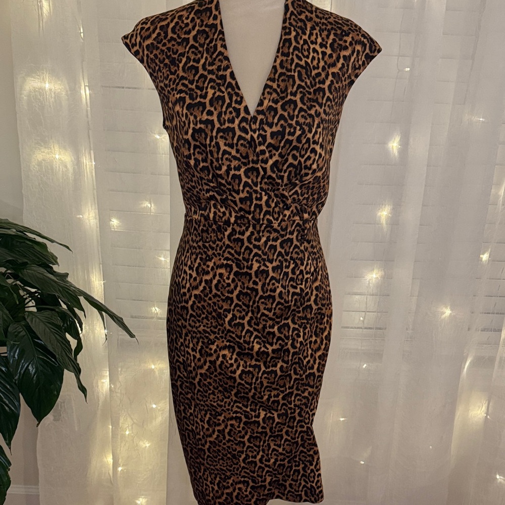 Zara Brown Leopard Print Midi Dress